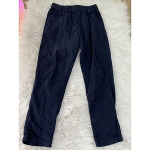 HM womens size 30R relax fit pants 55% linen blue loose comfort